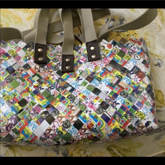 Nahui Ollin candy wrapper Peace & Love Pattern with storage bag - Picture 2 of 8